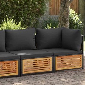 vidaXL Sofá de 2 lugares para jardim com almofadões acácia maciça