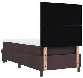 Cama Box Spring com Colchão &amp; Banco Castanho Escuro 100x200 cm Tecido