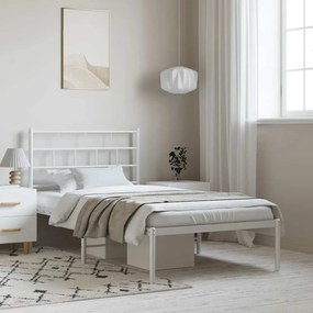 vidaXL Estrutura de cama com cabeceira 100x190 cm metal branco