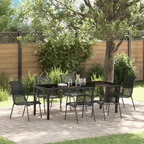 Conjunto de Jantar de Jardim 7 Peças Preto Textilene e Aço