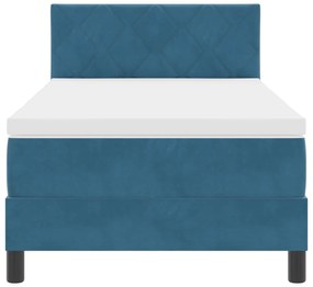 Cama Box com Colchão vidaXL Azul Escuro Solteiro Veludo