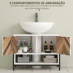 Móvel para Lavatório (não incluido) Pousar Móvel Casa de Banho com 2 Portas e Compartimento Aberto para Lavatório com ou sem Pedestral 80x40x60 cm Bra