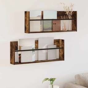 vidaXL Estante de Revistas 2 pcs Carvalho Defumado 80 x 12 x 30 cm