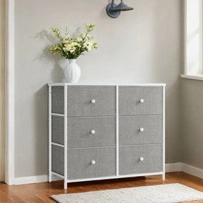Cómoda, armário, 6 gavetas em tecido 30 x 80 x 71 cm cinza-branco
