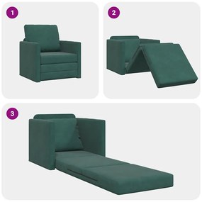 Sofá Cama 2 em 1 Verde Escuro 74x77x81 cm Veludo