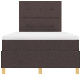 Cama Box Spring com Colchão Marrom Escuro 120x200 cm Tecido