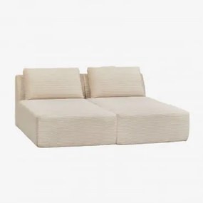 Sofá Modular Chaise Longue De 2 Peças Em Veludo Embalado A Vácuo Temple Linho Veludo Bege Linho - Sklum