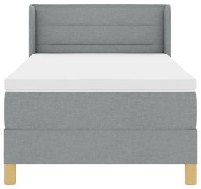 Cama Box com Colchão Cinza Claro 80x200 cm, Tecido.