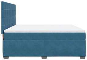 Cama com molas/colchão 180x200 cm veludo azul