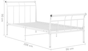 Estrutura de cama metal 90x200 cm branco