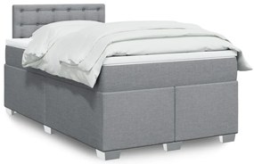 Cama com molas/colchão 120x200 cm tecido cinza-claro