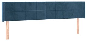 Cabeceira cama c/ luzes LED veludo 183x16x78/88 cm azul-escuro