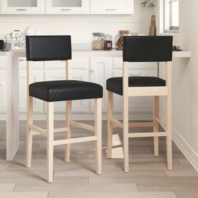 vidaXL Cadeiras de bar 2 pcs seringueira maciça e couro artificial
