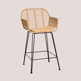 Pacote De 4 Bancos Altos De Jardim Em Rattan Sintético Eska Preto & ↑65 Cm - Sklum