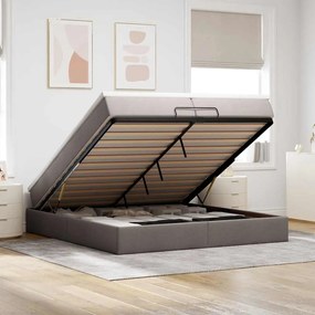 vidaXL Estrutura cama otomana com colchões tecido cinzento 200x200cm
