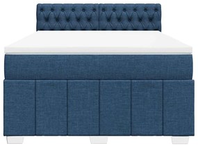 Cama com molas/colchão 140x190 cm tecido azul