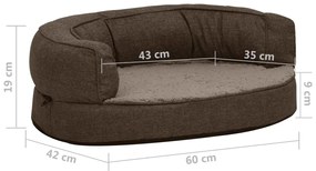 Cama para cães ergonómica 60x42cm aspeto linho pelúcia castanho