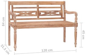 Banco Batávia 120 cm madeira de teca maciça branco lavado