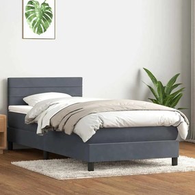 vidaXL Cama com molas/colchão 100x210 cm veludo cinzento-escuro
