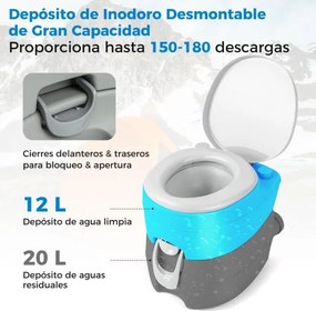 Sanita portátil compacta com depósito de resíduos amovível de 20 L Assento à prova de fugas Bomba de descarga do assento à prova de fugas para campism