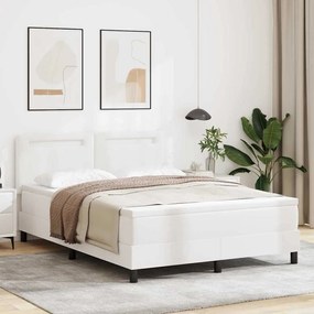 vidaXL Cama Box com colchão Branco 140 x 190 cm Couro sintético