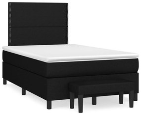 Cama boxspring com colchão 120x190 cm tecido preto