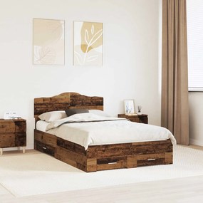 vidaXL Estrutura da Cama com cabeceira Madeira antiga 120 x 200 cm