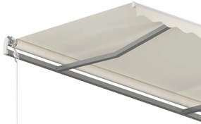Toldo retrátil manual com postes 4x3 m cor creme