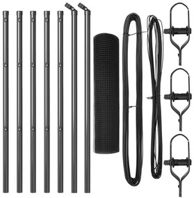 Cerca de Arame Soldado com 7 Postes Cinza 0.8x10 m de Aço