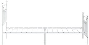 Estrutura de cama com cabeceira e pés 90x200 cm metal branco