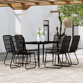 vidaXL 7 pcs conjunto de jantar para jardim preto