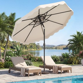Guarda-sol de 300 cm com inclinação bidirecional de 30° (BASE NÃO INCLUIDA), teto ventilado, 2 camadas, 8 varas metálicas e folhos, para pátio e pisci