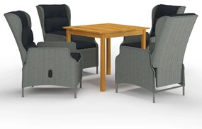 vidaXL 5 pcs conjunto de jantar para jardim cinzento-claro