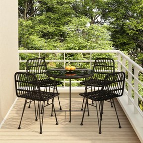vidaXL 5 pcs conjunto de jantar p/ jardim vime PE preto