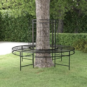 vidaXL Banco para árvore redondo Ø137 cm aço preto
