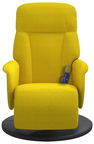 Cadeirão de massagens reclinável c/ apoio de pés veludo amarelo