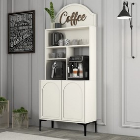 Armário de Cozinha/Sala "Caffè" - Creme e Preto - 81.3x201x35cm - Desi