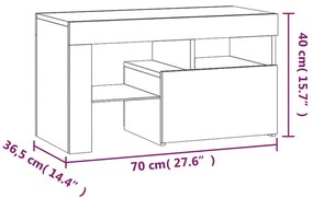 Mesas cabeceira c/ LEDs 2 pcs 70x36,5x40 cm preto