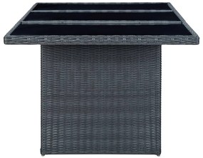 7 pcs conj. jantar exterior c/ almofadões vime PE cinza-escuro