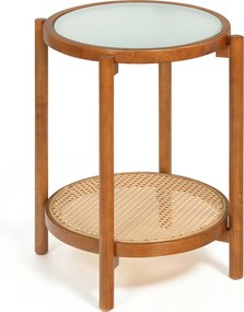 Mesa Auxiliar Redonda, Dois Níveis, 47,5 x 58 cm Castanho