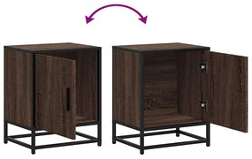 Mesa de cabeceira carvalho castanho 40x31x50 cm madeira e metal