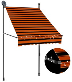 vidaXL Toldo retrátil manual com LED 100 cm laranja e castanho