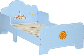 ZONEKIZ Cama para Crianças de 3-6 Anos 143x74x59cm Cama Infantil de Madeira com Barreiras de Proteção Azul | Aosom Portugal