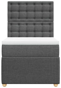 Cama com molas/colchão 90x190 cm tecido cinza-escuro