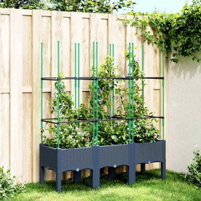 Vaso/floreira de jardim c/ treliça 120x40x142,5 cm PP cinzento azul