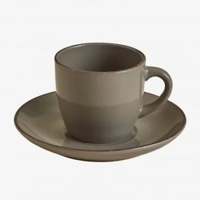Pacote De 2 Xícaras De Café Em Grés Ronilena Com Pires, 22 Cl Cedro Castanho - Castanho - Sklum
