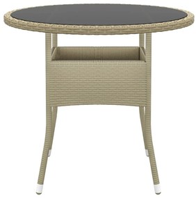 3 pcs conjunto de jantar para jardim vime PE bege