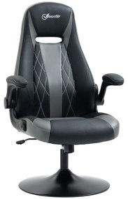 Vinsetto Cadeira de Gaming Ergonómica Base Metal Giratória 360° Altura Ajustável Apoio de Cabeça e Braços Reclináveis PVC Cinza Preto | Aosom Portugal