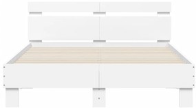 Estrutura de cama com cabeceira e luzes LED 120x190 cm branco
