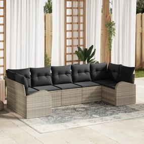 Conjunto de Sofá de Jardim vidaXL 7 Peças com Almofadas Cinza Claro de